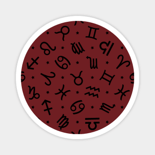 Pattern Set Zodiac Sign Horoscope Astrology Symbol Black and Maroon Magnet